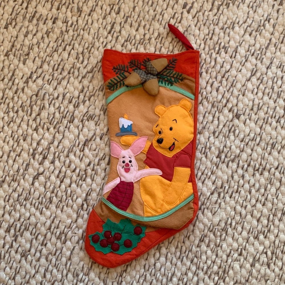 Vintage Disney Store 3D Christmas Stocking with Pooh & Piglet